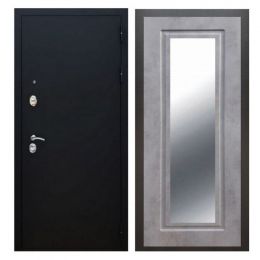 Дверь входная Great Doors X5 Черный муар Зеркало Мини ФЛЗ-120 Бетон Темный