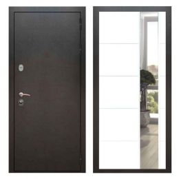 Дверь входная Great Doors Х5 Серебро Антик  Зеркало ЛФЛС-19 Белый Софт
