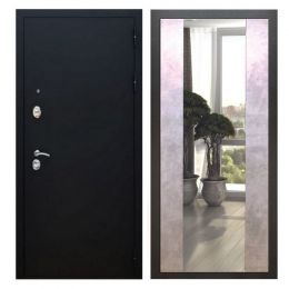 Дверь входная Great Doors X5 Черный муар Зеркало Макси Бетон Светлый