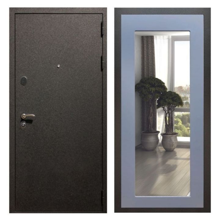 Дверь входная Great Doors X5 Черный крокодил Зеркало 18 Силк Титан
