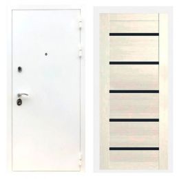 Дверь входная Great Doors Х5 Шагрень Белая Царга СБ-14 Лиственница беж Темный Лакобель