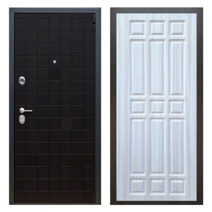 Дверь входная металлическая Great Doors Х12 Тетрис Ясень Черный ФЛ-33 Сандал Светлый
