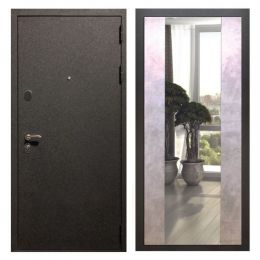 Дверь входная Great Doors X5 Черный крокодил Зеркало Макси Бетон Светлый