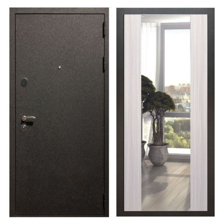 Дверь входная Great Doors X5 Черный крокодил Зеркало Макси Сандал Светлый