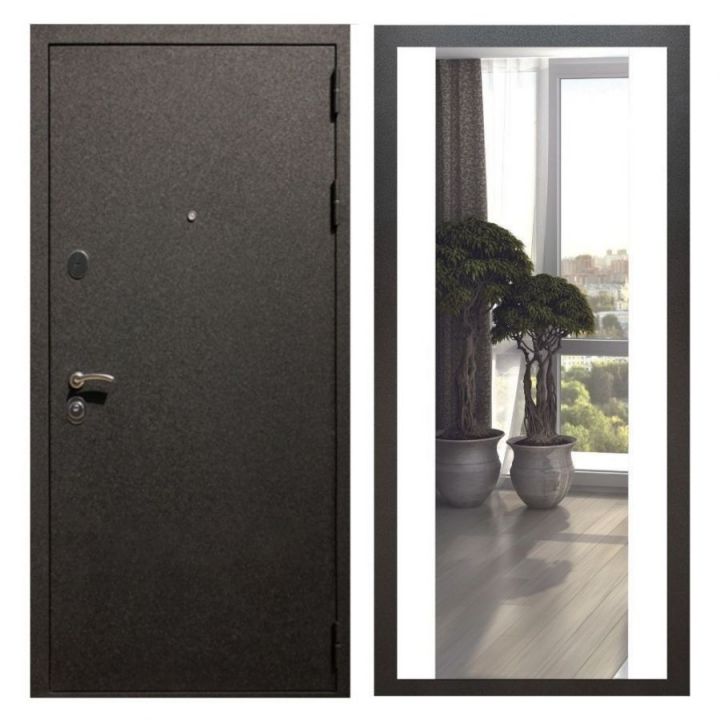 Дверь входная Great Doors X5 Черный крокодил Зеркало Макси Белый Софт