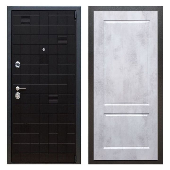 Дверь входная металлическая Great Doors Х12 Тетрис Ясень Черный ФЛ-117 Бетон Светлый