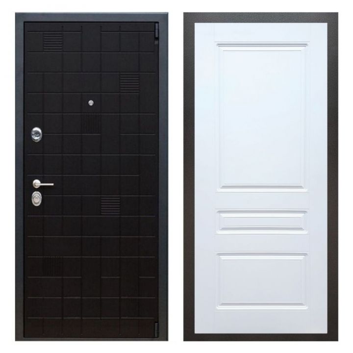 Дверь входная металлическая Great Doors Х12 Тетрис Ясень Черный ФЛ-243 Белый Софт