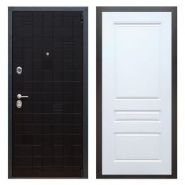 Дверь входная металлическая Great Doors Х12 Тетрис Ясень Черный ФЛ-243 Белый Софт