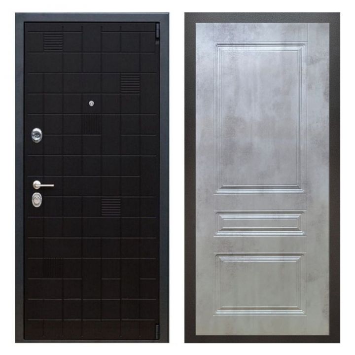 Дверь входная металлическая Great Doors Х12 Тетрис Ясень Черный ФЛ-243 Бетон Светлый