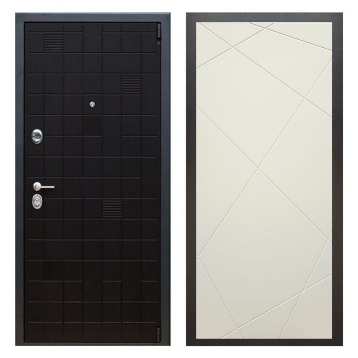Дверь входная металлическая Great Doors Х12 Тетрис Ясень Черный ФЛ-291 Софт Шампань