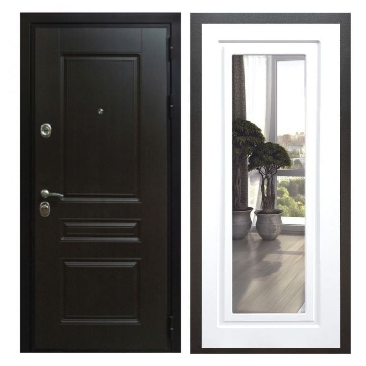 Дверь входная Great Doors Х Премиум Венге Зеркало Мини ФЛЗ-120 Белый Софт