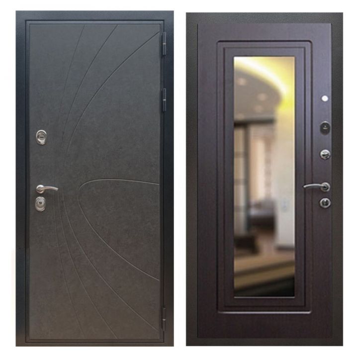 Дверь входная Great Doors X248 Штукатурка Графит Зеркало Мини ФЛЗ-120 Венге