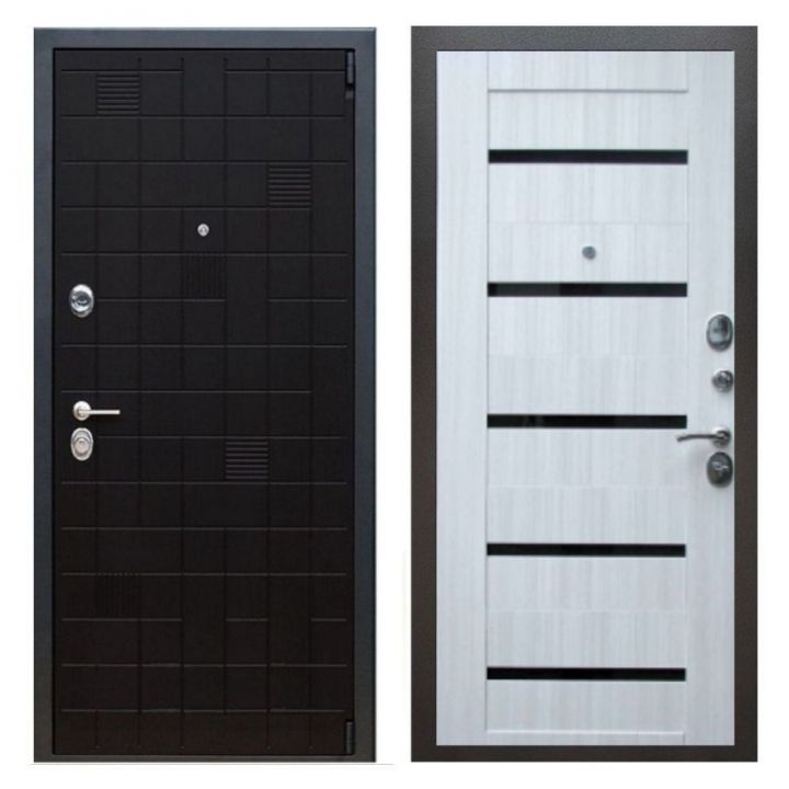 Дверь входная металлическая Great Doors Х12 Тетрис Ясень Черный Царга СБ-14 Сандал Светлый Темный Лакобель