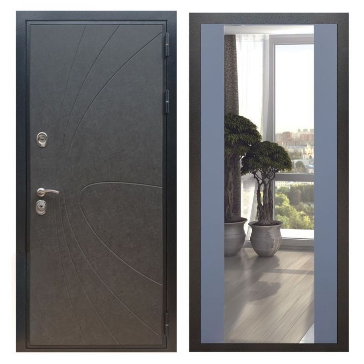 Дверь входная Great Doors X248 Штукатурка Графит Зеркало Макси Силк Титан