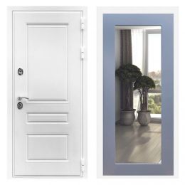 Дверь входная Great Doors Х Премиум Белая Шагрень Зеркало 18 Силк Титан