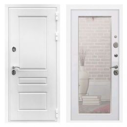 Дверь входная Great Doors Х Премиум Белая Шагрень Зеркало 18 Белый Ясень