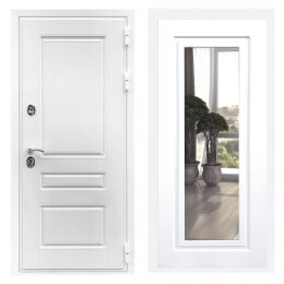 Дверь входная Great Doors Х Премиум Белая Шагрень Зеркало Мини ФЛЗ-120 Белый Софт