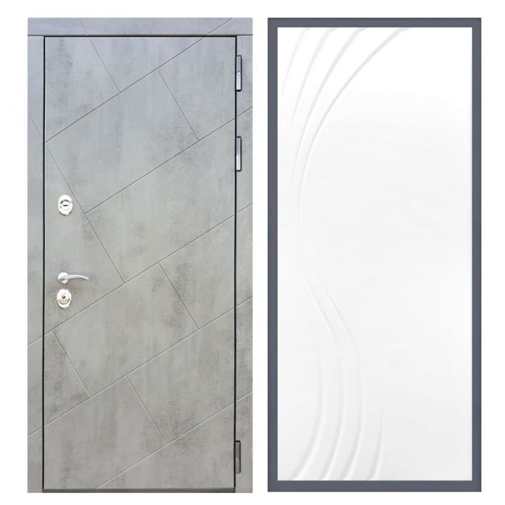Дверь входная Great Doors Х22 Бетон Темный ФЛ-255 Белый Софт