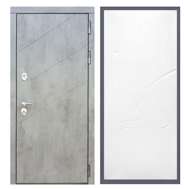 Дверь входная Great Doors Х22 Бетон Темный ФЛ-258 Белый Софт