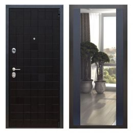 Дверь входная Great Doors Х12 Тетрис Ясень Черный Зеркало Макси Венге