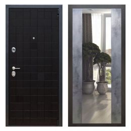 Дверь входная Great Doors Х12 Тетрис Ясень Черный Зеркало Макси Бетон Темный