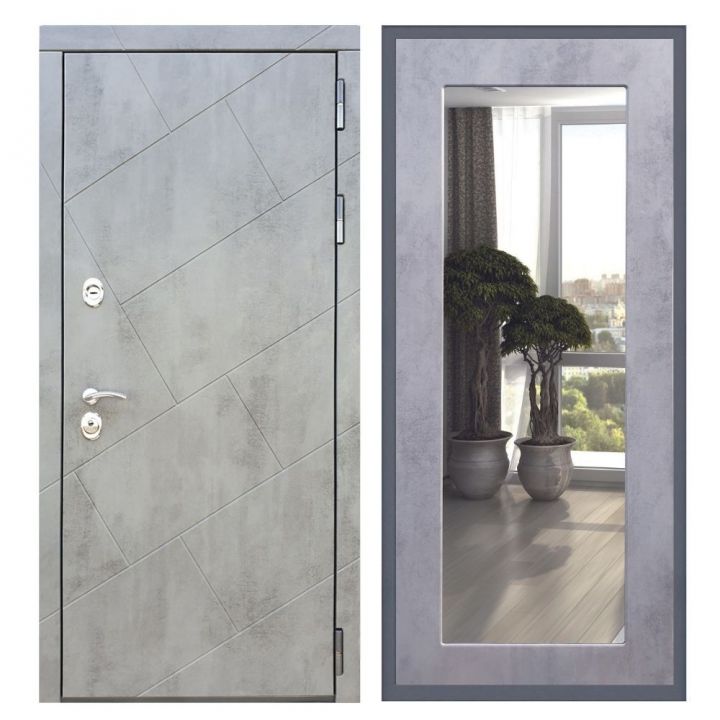 Дверь входная Great Doors Х22 Бетон Темный Зеркало 18 Бетон Светлый