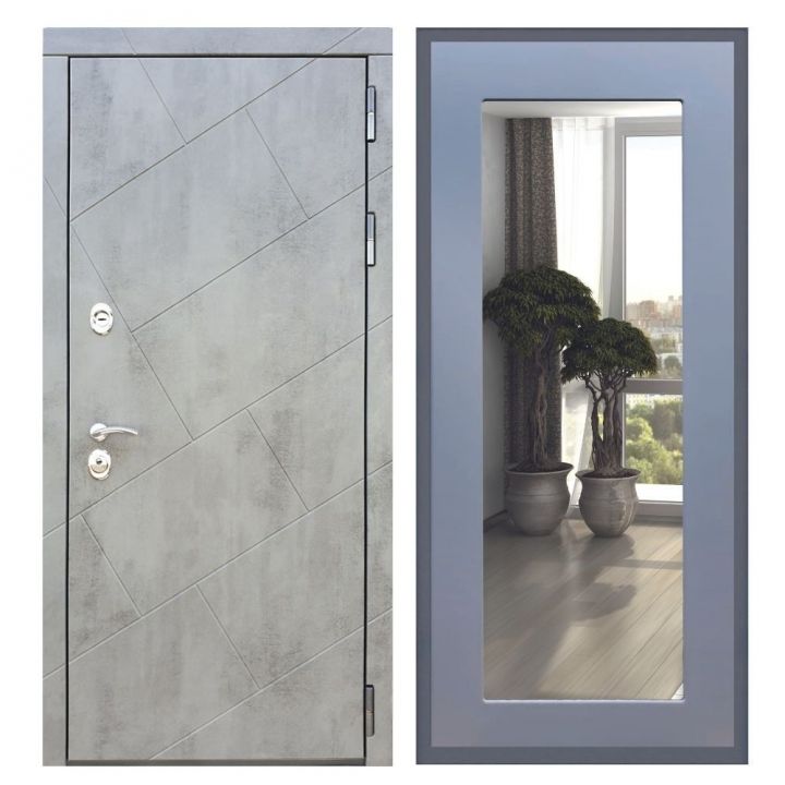 Дверь входная Great Doors Х22 Бетон Темный Зеркало 18 Силк Титан