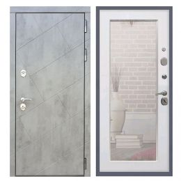 Дверь входная Great Doors Х22 Бетон Темный Зеркало 18 Белый Ясень