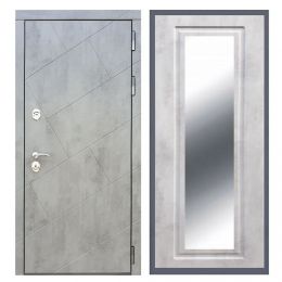 Дверь входная Great Doors Х22 Бетон Темный Зеркало Мини ФЛЗ-120 Бетон Светлый