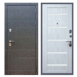 Дверь входная Great Doors Х21 Штукатурка Графит Царга СБ-14 Сандал Светлый Белый Лакобель