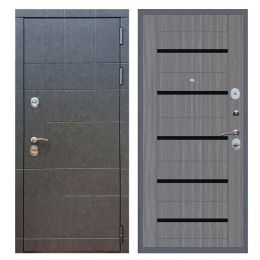 Дверь входная Great Doors Х21 Штукатурка Графит Царга СБ-14 Лиственница Серая Темный Лакобель