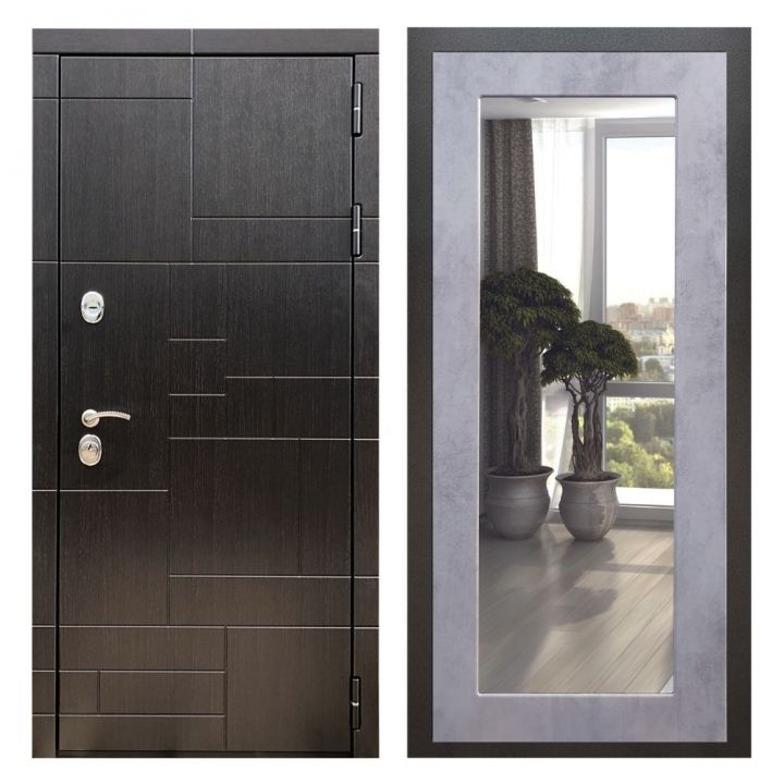 Дверь входная Great Doors Х20 Венге Зеркало 18 Бетон Светлый