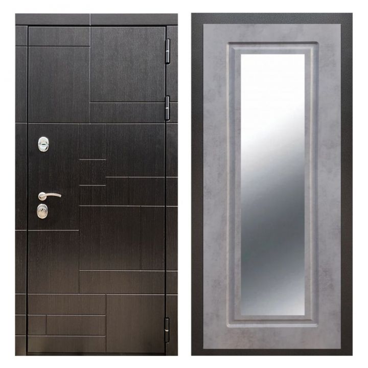 Дверь входная Great Doors Х20 Венге Зеркало Мини ФЛЗ-120 Бетон Темный