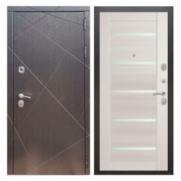 Дверь входная металлическая Great Doors Х13 Венге Царга СБ-14 Лиственница беж Белый Лакобель