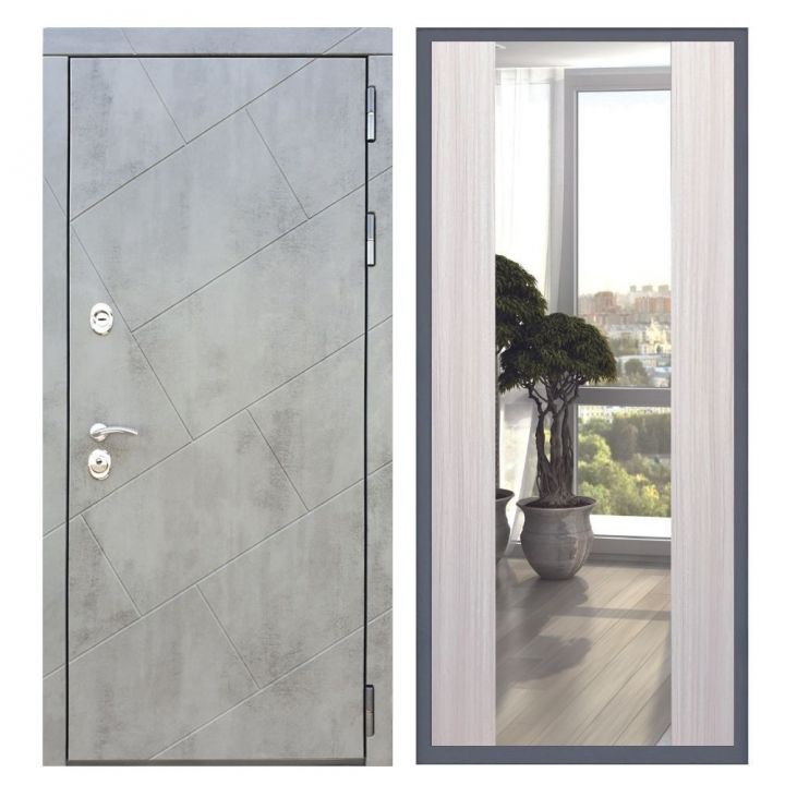 Дверь входная Great Doors Х22 Бетон Темный Зеркало Макси Сандал Светлый