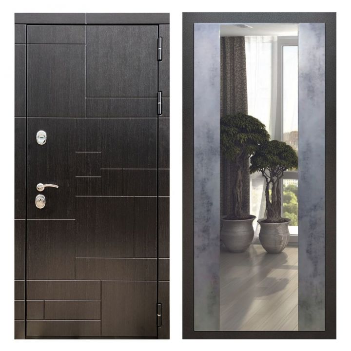 Дверь входная Great Doors Х20 Венге Зеркало Макси Бетон Темный