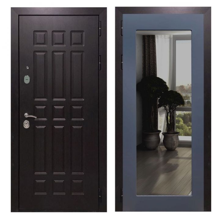 Дверь входная Great Doors Х8 Венге Зеркало 18 Силк Титан