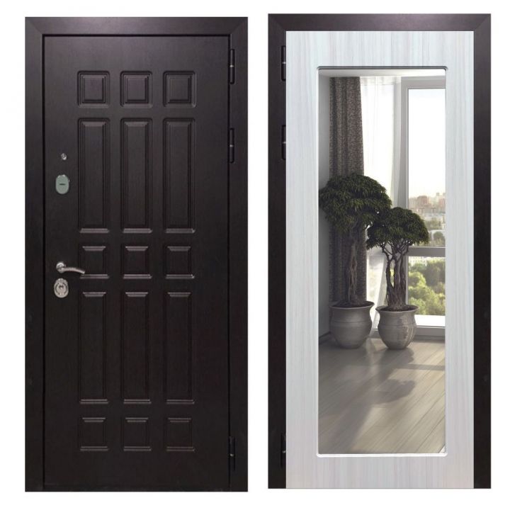 Дверь входная Great Doors Х8 Венге Зеркало 18 Сандал Светлый
