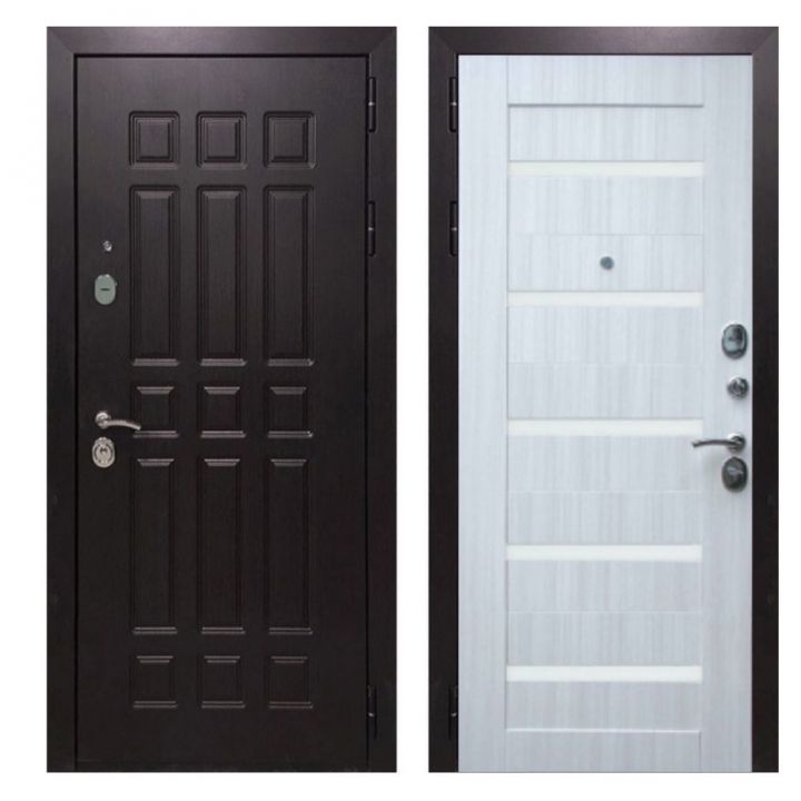 Дверь входная металлическая Great Doors Х8 Венге Царга СБ-14 Сандал Светлый Белый Лакобель