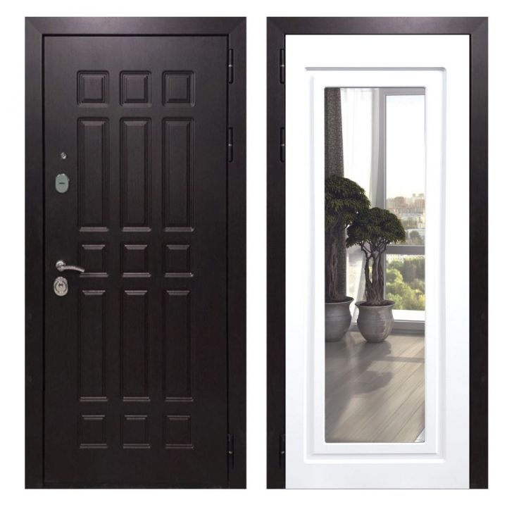 Дверь входная Great Doors Х8 Венге Зеркало Мини ФЛЗ-120 Белый Софт
