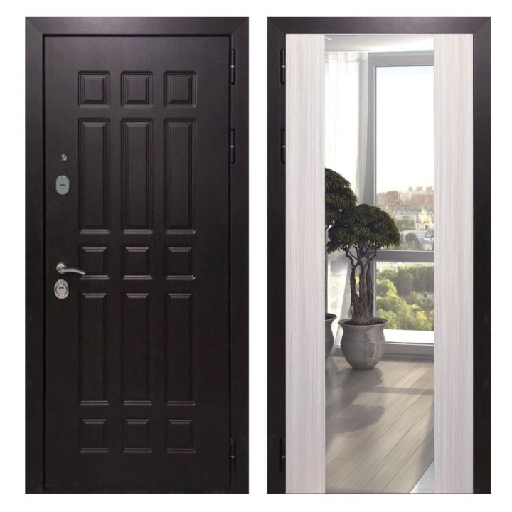 Дверь входная Great Doors Х8 Венге Зеркало Макси Сандал Светлый