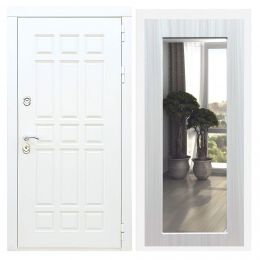 Дверь входная Great Doors Х8 Белая Шагрень Зеркало 18 Сандал Светлый