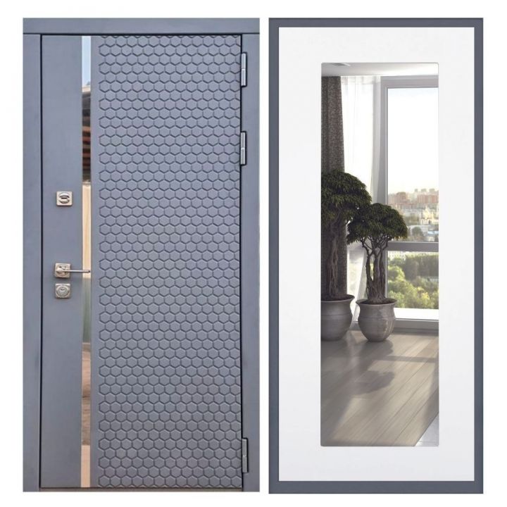 Дверь входная Great Doors Х24 Силк Титан Зеркало 18 Белый Софт