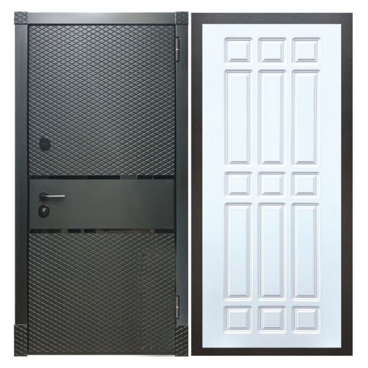 Дверь входная металлическая Great Doors Х15 Черный Кварц ФЛ-33 Белый Софт