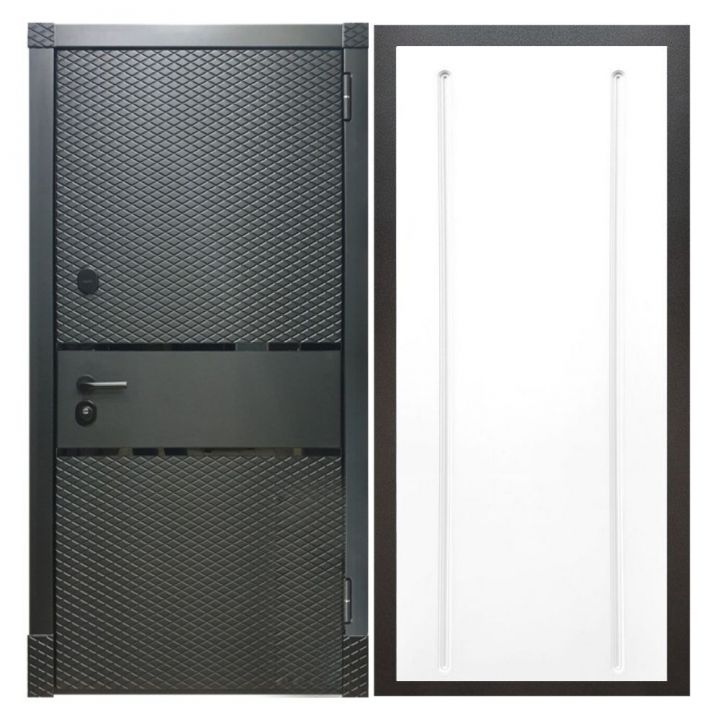 Дверь входная металлическая Great Doors Х15 Черный Кварц ФЛ-68 Белый Софт