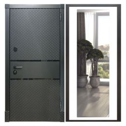 Дверь входная металлическая Great Doors Х15 Черный Кварц Зеркало XL Белый Софт