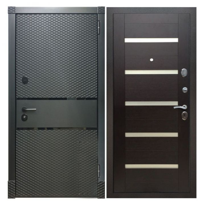 Дверь входная металлическая Great Doors Х15 Черный Кварц Царга СБ-14 Венге Белый Лакобель