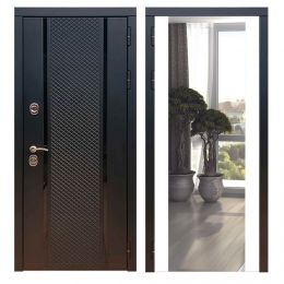 Дверь входная Great Doors Х25 Черный кварц Зеркало Макси Белый Софт