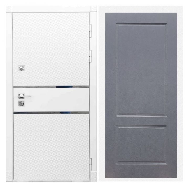 Дверь входная Great Doors Х15 Белый Софт ФЛ-117 Штукатурка Графит