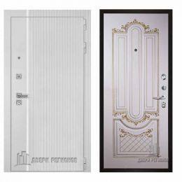 Дверь входная Двери Регионов Президент Лайн Белый Матовый Александрия Эмаль слоновая кость
